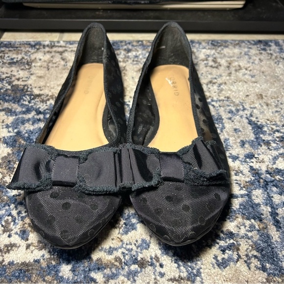 Torrid Black Polka Dot Mesh Pointed Flats Size 9 Wide - Picture 3 of 11